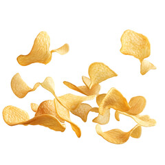 Naklejka premium potato chips in air isolated on transparent background potato chips png 