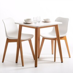 table and chairs on white