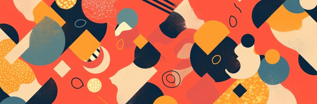 nirmana Abstract flat color handrawn doodle geometric shapes background