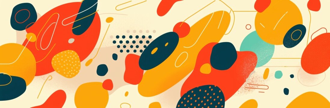 nirmana Abstract flat color handrawn doodle geometric shapes background