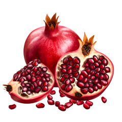 pomegranate with pomegranate seeds isolated on transparent background pomegranate png