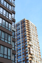 Fototapeta premium modern apartment buildings in the city, a modern house in the city of Kyiv, modern office building in the city