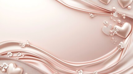Elegant Rose Gold Hearts and Silk Drapery Design
