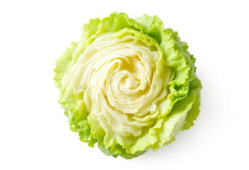 Top view a iceberg salad isolated on white background