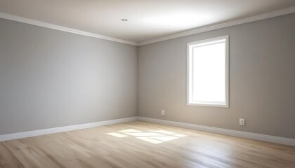 Obraz premium Empty Room with Light Wood Floor and Single Window