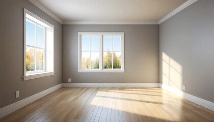 Empty Room with Hardwood Floors and Windows Showing Sunlight