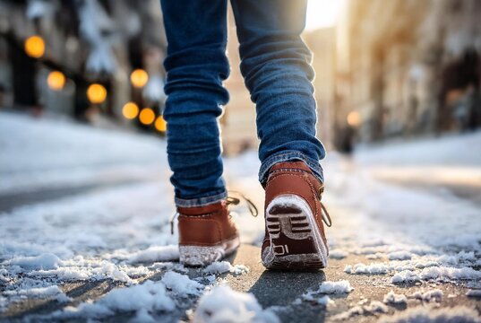 chaussures d'hiver, marcher sur neige et verglas