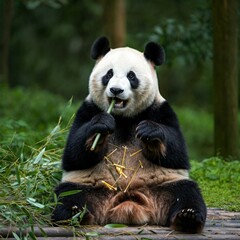 panda eating bamboo