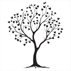 Fototapeta premium Valentin day Vector tree silhouette isolated on white