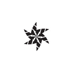 The abstract geometric logo with a fan shape means moving forward into the future, suitable to represent the fields of technology, manufacturing, entertainment, media, consulting