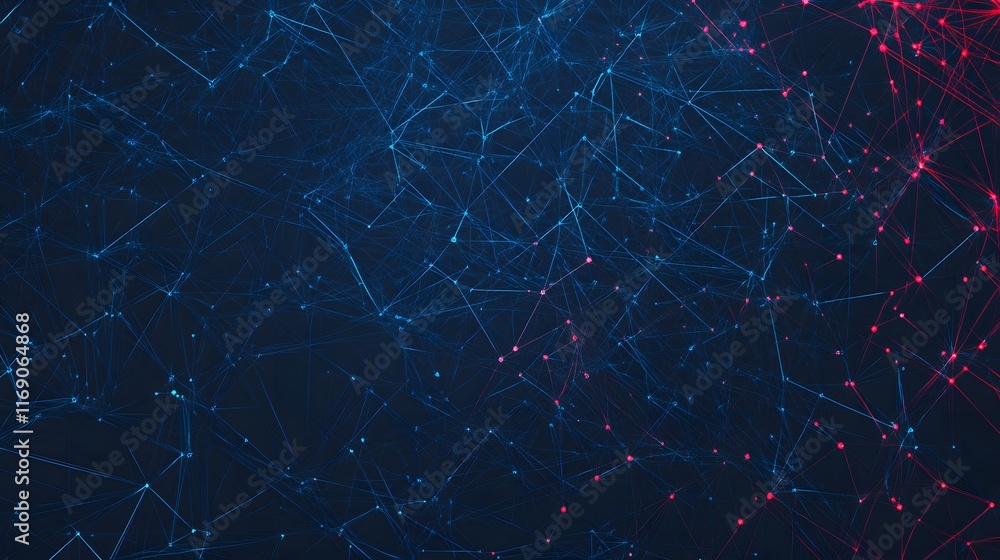 Poster abstract network connecting blue and red nodes