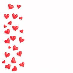 A cascade of red hearts symbolizes love and affection in a minimalist digital artwork.