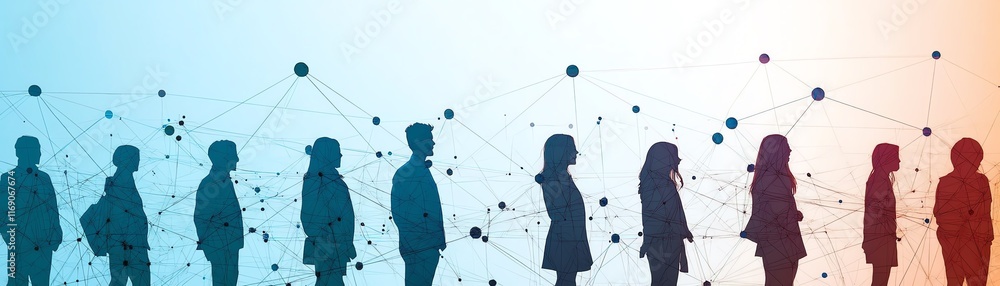 Aufkleber a hightech design featuring a web of interconnected nodes and lines, symbolizing global business net