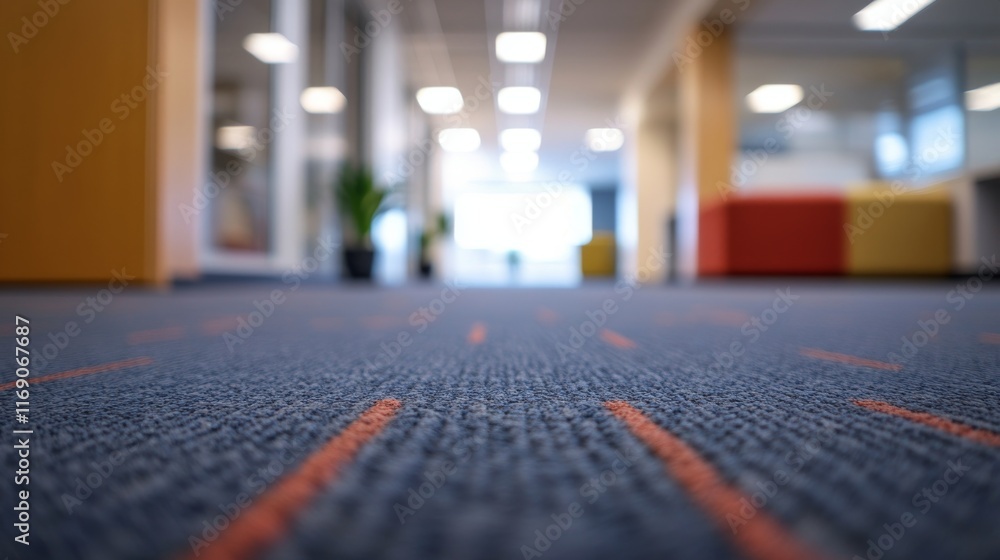Aufkleber blurred empty office interior with abstract light bokeh effect, modern workspace with soft focus bac