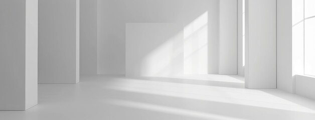 Obraz premium Bright White Minimalist Studio Space with Shadows