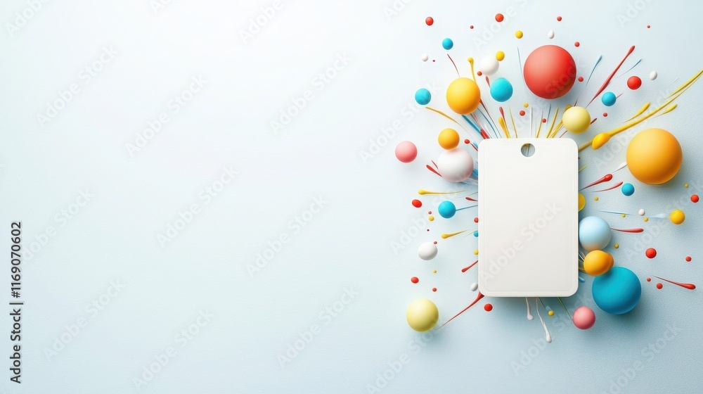 Aufkleber creative tag with artistic shapes white background visual design abstract environment close-up viewp
