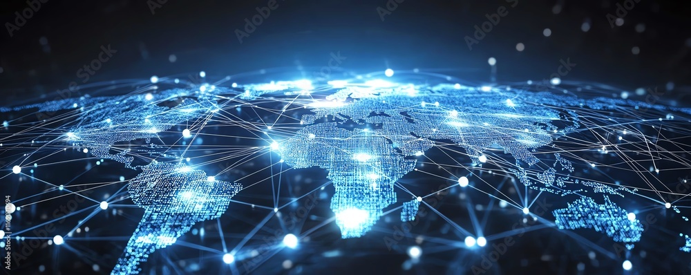 Aufkleber an abstract representation of a global business network