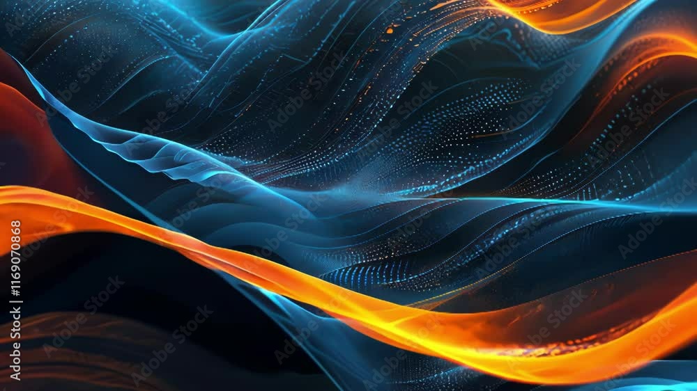 Poster a dynamic abstract visual featuring flowing waves of vibrant colors, showcasing modern digital desig