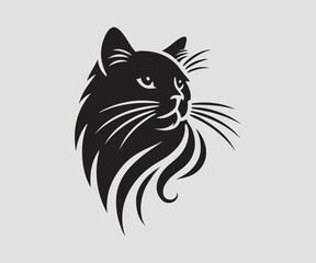 silhouette of a cat in black and white