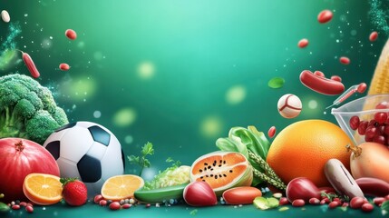 high nutrition, beautiful greeting card background or banner with sport theme. vector