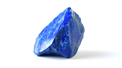 one single lapis lazuli stone isolated on solid white background	