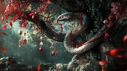 Symbolic SnakeWinding Through a Tree with Adornments