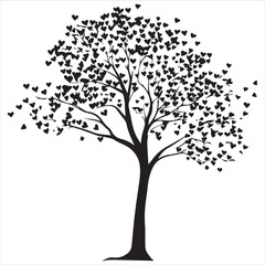 Valentin day Vector  tree silhouette isolated on white