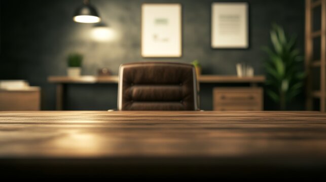 Professional office desk background featuring a blurred boss office room setting, perfect for virtual meetings, online classes, and corporate presentations