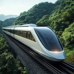 Naklejka premium a futureistic train run from the year 2024 to 2025