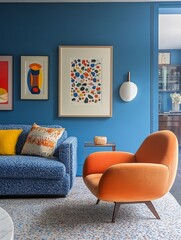 Modern Living Room Interior Design With Colorful Artwork