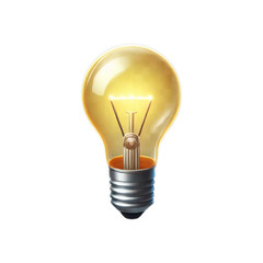 Light bulb concept in 3D cartoon style on transparent background. Generative AI