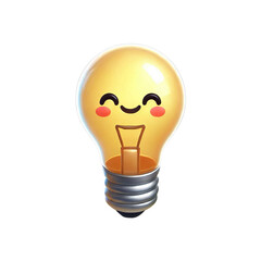 Light bulb concept in 3D cartoon style on transparent background. Generative AI