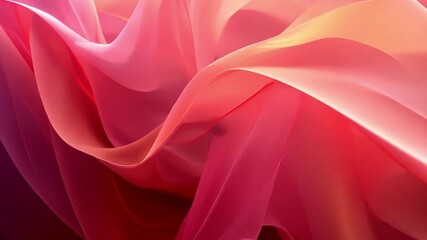 Soft, flowing fabric in shades of pink and red creates a romantic atmosphere perfect for Valentine's Day. The gentle waves and translucence convey warmth and intimacy.