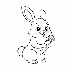 Cute cartoon rabbit holding a carrot in a fun sketch style