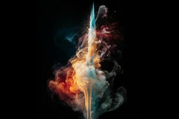Abstract colorful smoke explosion on black background. AI generative. .