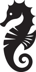 Elegant Black Silhouette Seahorse Illustration Vector Art