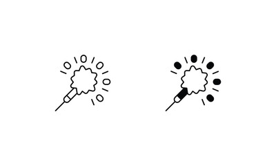 Sparkler  icon set line and glyph vector illustration