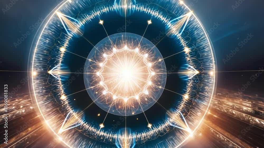 Poster a vibrant, mesmerizing abstract design showcasing glowing patterns and dynamic motion, evoking a sen
