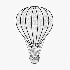 Naklejka premium Elegant Line Art of Vintage Hot Air Balloon with Intricate Patterns
