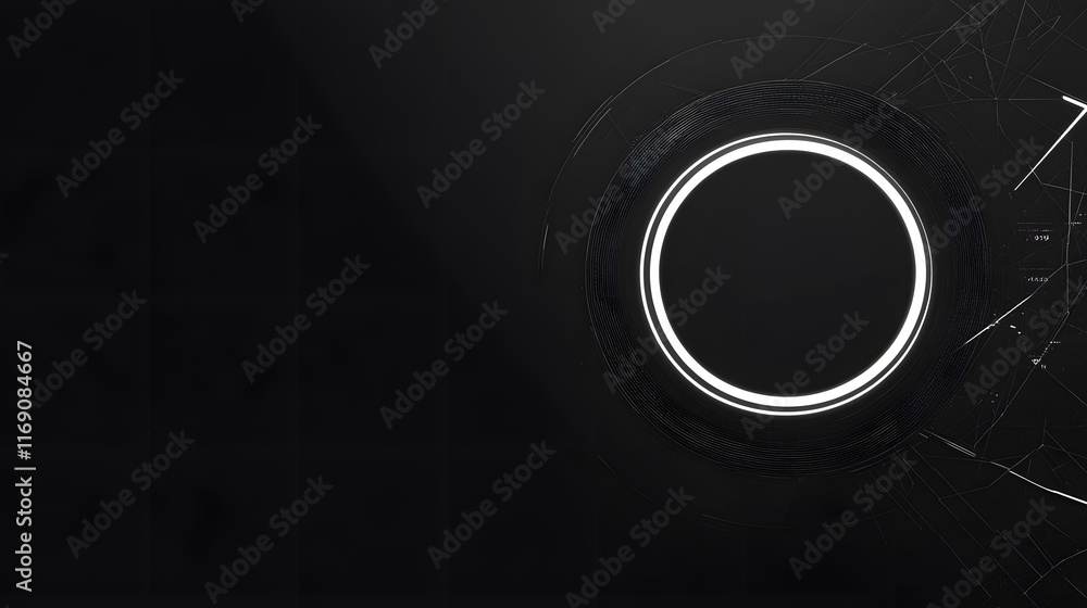 Poster abstract dark background with glowing circular element