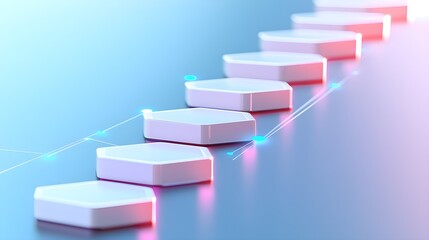 Step-by-step success path, showing key stages of a business journey, 3D icons, professional colors, structured like a clear infographic--style raw