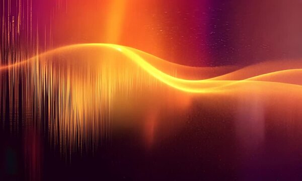Vague lumineuse fluide fond d&eacute;grad&eacute; orange et violet lignes dynamiques verticales, visuel abstrait moderne espace n&eacute;gatif copyspace data, innovation, technologie design num&eacute;rique