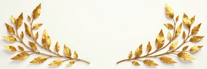 Ornate gold foil laurel garland with delicate leaves and twisted branches, laurel, natural beauty, garland