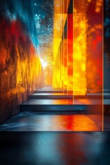 Neon Architecture: A Vibrant Interior Staircase