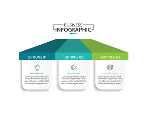 Design template for vector infographic labels with icons and 3 options or steps.
