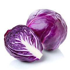 Obraz premium Fresh Red Cabbage Isolated on White Background - High-Quality Stock Image