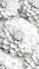 Embossed White Floral Pattern, Delicate Blooms, Textured Surface, Relief Design, Neutral Minimalism