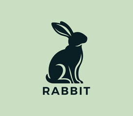 Rabbit logo design. Rabbit silhouettes logo. Easter bunnies logo. Modern rabbit logo template vector