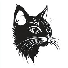 Obraz premium Creative design of a black and white cat logo featuring detailed facial features and expressions suitable for branding