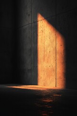 Concrete Wall with Golden Sunlight Shadow